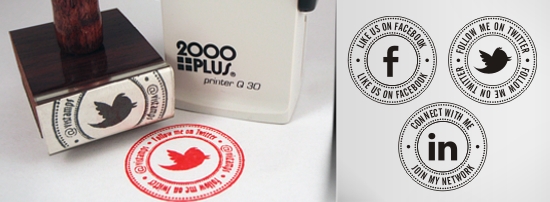 Social media rubber stamps and self inking stamps - facebook, twitter